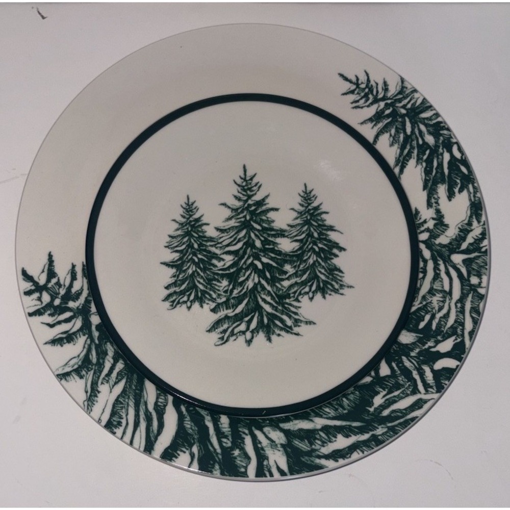 Royal Norfolk Evergreen Tree Christmas Dinner Salad Plates 10.5in Farmhouse